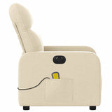 Fauteuil inclinable de massage électrique crème tissu