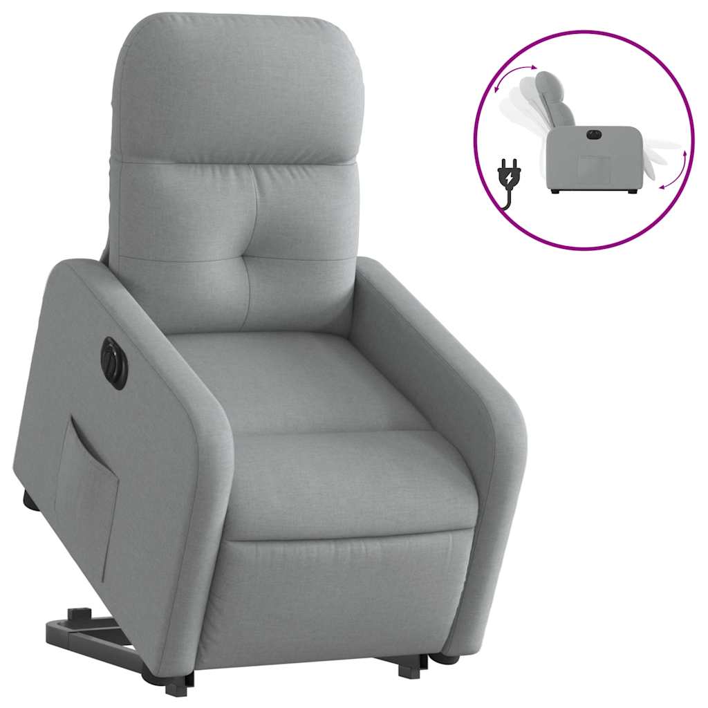 Fauteuil inclinable électrique gris clair tissu