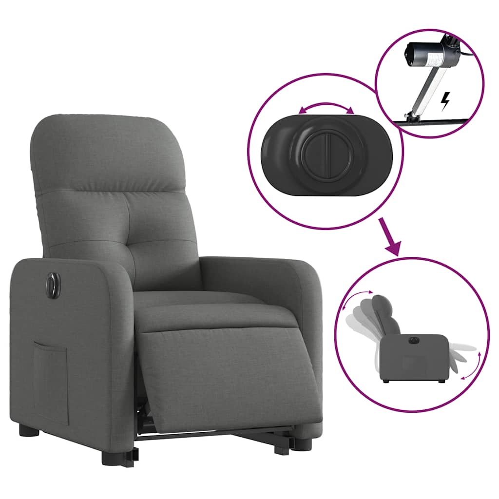 Fauteuil inclinable électrique gris foncé tissu