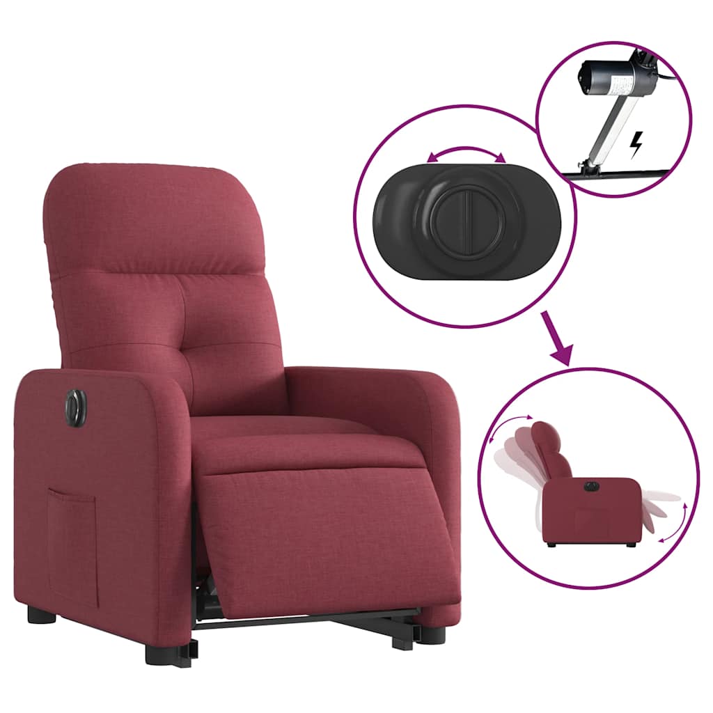 Fauteuil inclinable électrique rouge bordeaux tissu