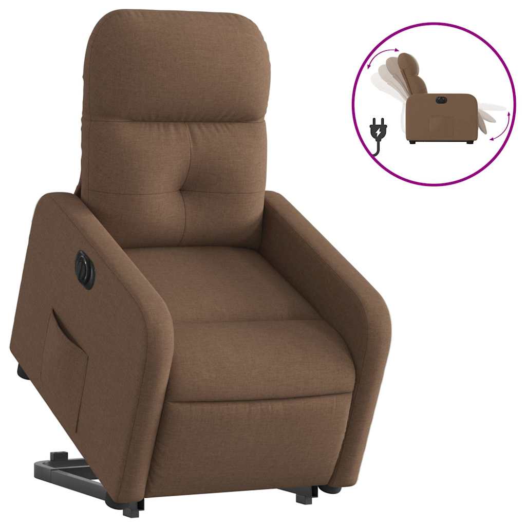 Fauteuil inclinable électrique marron tissu