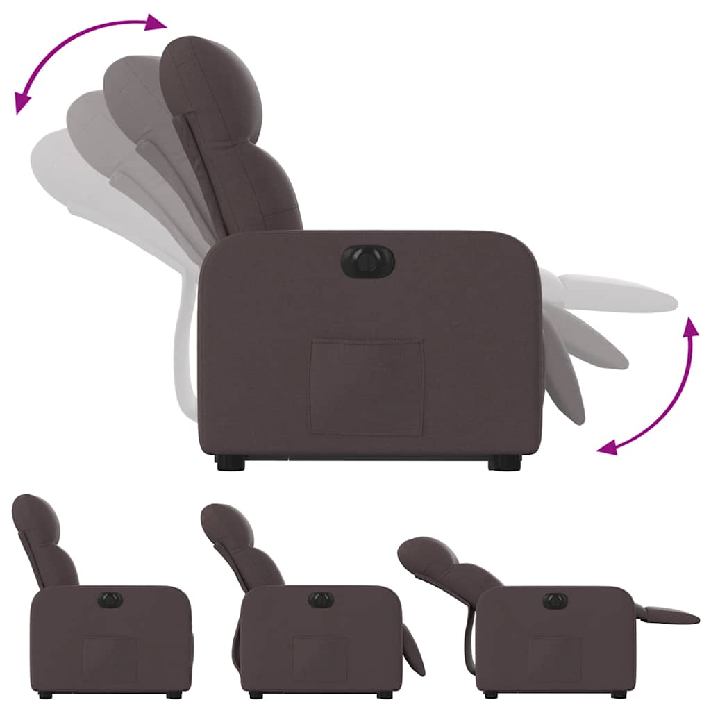Fauteuil inclinable électrique marron foncé tissu