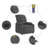 Fauteuil de massage inclinable gris foncé tissu