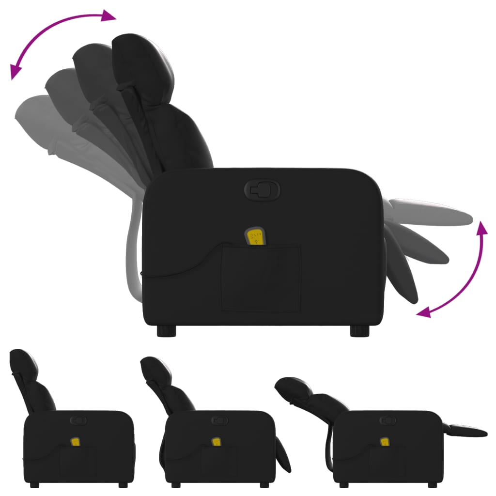 Fauteuil inclinable massant en similicuir noir