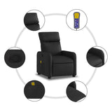 Fauteuil inclinable massant en similicuir noir