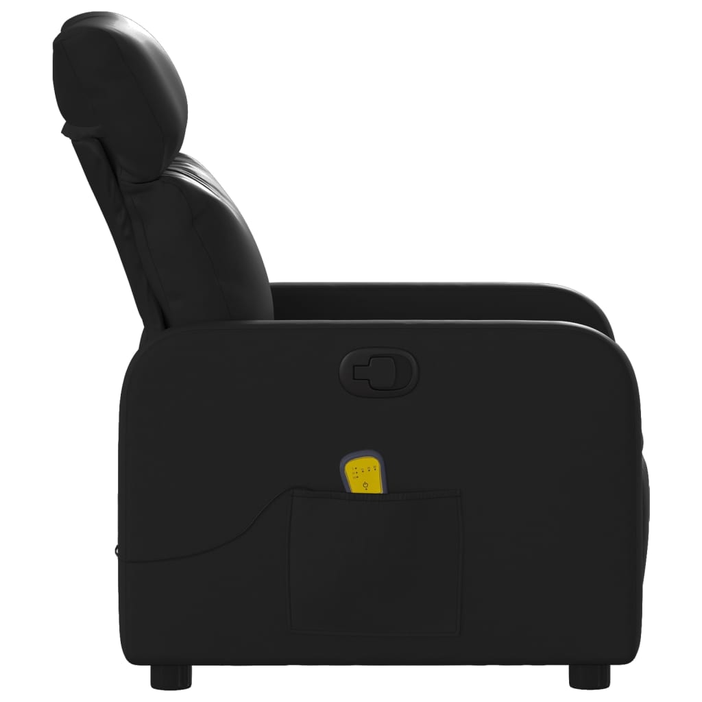 Fauteuil inclinable massant en similicuir noir