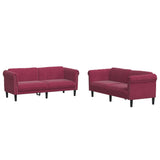 Ensemble de canapés 2 pcs rouge bordeaux velours