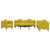 Ensemble de canapés 3 pcs avec coussins jaune velours