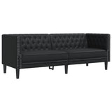 Ensemble de canapé Chesterfield 3 pcs noir similicuir