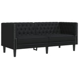 Ensemble de canapé Chesterfield 3 pcs noir similicuir