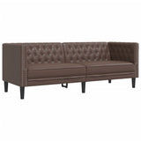 Ensemble de canapé Chesterfield 3 pcs marron similicuir