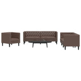 Ensemble de canapé Chesterfield 3 pcs marron similicuir