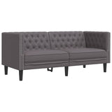 Ensemble de canapé Chesterfield 3 pcs gris similicuir