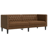 Ensemble de canapé Chesterfield 3 pcs marron similicuir daim