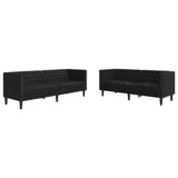 Ensemble de canapé Chesterfield 2 pcs noir similicuir