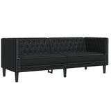 Ensemble de canapé Chesterfield 2 pcs noir similicuir