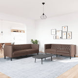 Ensemble de canapé Chesterfield 2 pcs marron similicuir