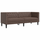 Ensemble de canapé Chesterfield 2 pcs marron similicuir
