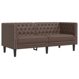 Ensemble de canapé Chesterfield 2 pcs marron similicuir