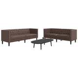 Ensemble de canapé Chesterfield 2 pcs marron similicuir