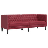 Ensemble de canapés Chesterfield 2pcs rouge bordeaux similicuir