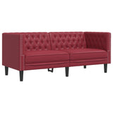 Ensemble de canapés Chesterfield 2pcs rouge bordeaux similicuir