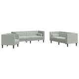 Ensemble de canapé Chesterfield et traversins 3 pcs gris clair