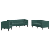 Ensemble de canapé Chesterfield et traversins 3 pcs vert foncé