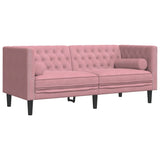 Ensemble de canapé Chesterfield et traversins 3pcs rose velours
