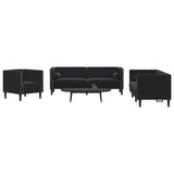 Ensemble de canapé Chesterfield et traversins 3pcs noir velours
