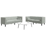 Ensemble de canapé Chesterfield et traversins 2 pcs gris clair