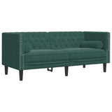 Ensemble de canapé Chesterfield et traversins 2 pcs vert foncé