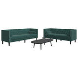 Ensemble de canapé Chesterfield et traversins 2 pcs vert foncé