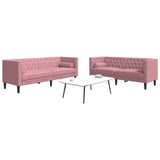 Ensemble de canapé Chesterfield et traversins 2pcs rose velours