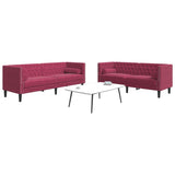 Ensemble de canapé Chesterfield et traversins 2 pcs velours