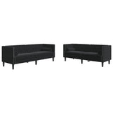 Ensemble de canapé Chesterfield et traversins 2pcs noir velours