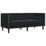 Ensemble de canapé Chesterfield et traversins 2pcs noir velours