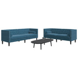 Ensemble de canapé Chesterfield et traversins 2pcs bleu velours