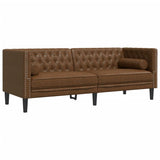 Ensemble de canapé Chesterfield et traversins 2 pcs marron