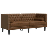 Ensemble de canapé Chesterfield et traversins 2 pcs marron