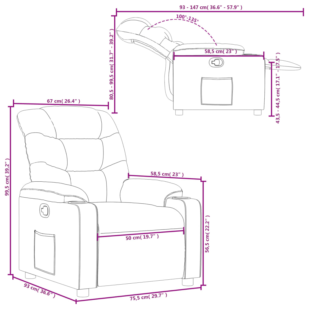 Fauteuil inclinable Taupe Tissu