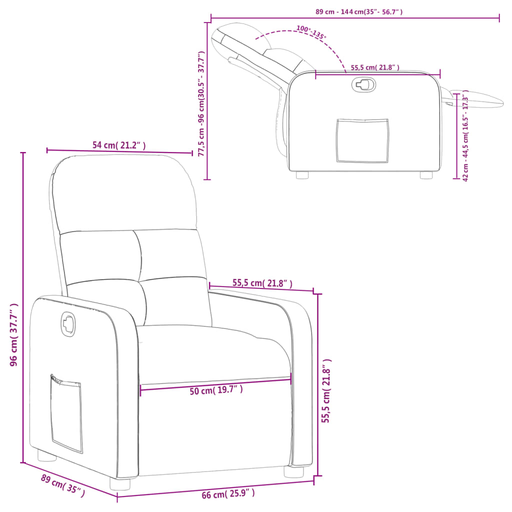 Fauteuil inclinable Marron Tissu