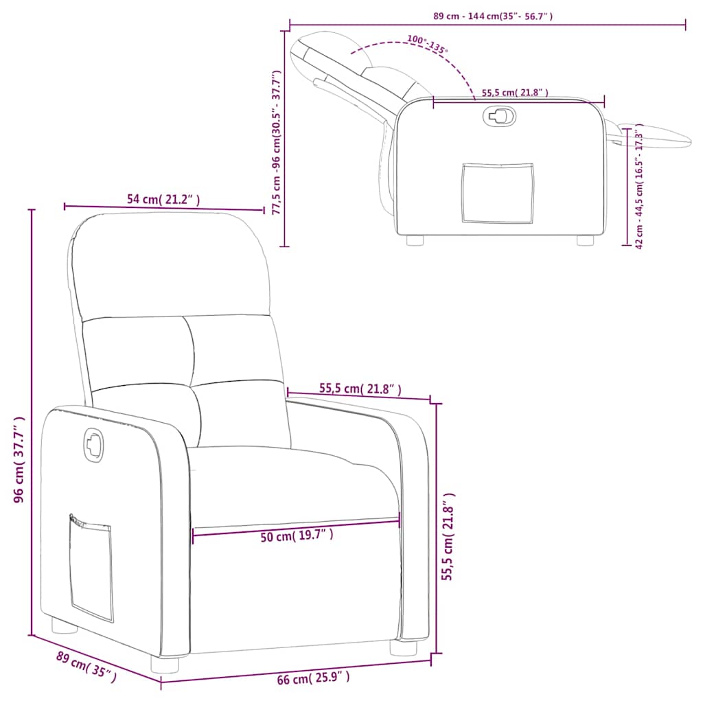 Fauteuil inclinable Marron foncé Tissu