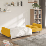 Canapé-lit à 2 places avec deux oreillers jaune tissu
