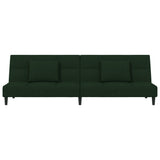 Canapé-lit à 2 places avec deux oreillers Vert foncé Velours