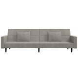 Canapé-lit à 2 places avec deux oreillers Gris clair Velours