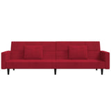 Canapé-lit à 2 places et deux oreillers Rouge bordeaux Velours