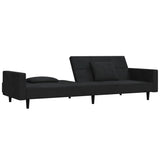 Canapé-lit à 2 places avec deux oreillers Noir Velours
