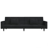 Canapé-lit à 2 places avec deux oreillers Noir Velours