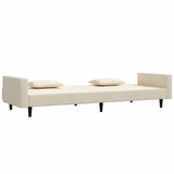 Canapé-lit à 2 places avec deux oreillers crème velours